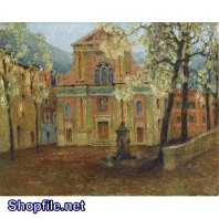 Tranh sơn dầu vẻ đẹp của khu biệt thự cổ kính